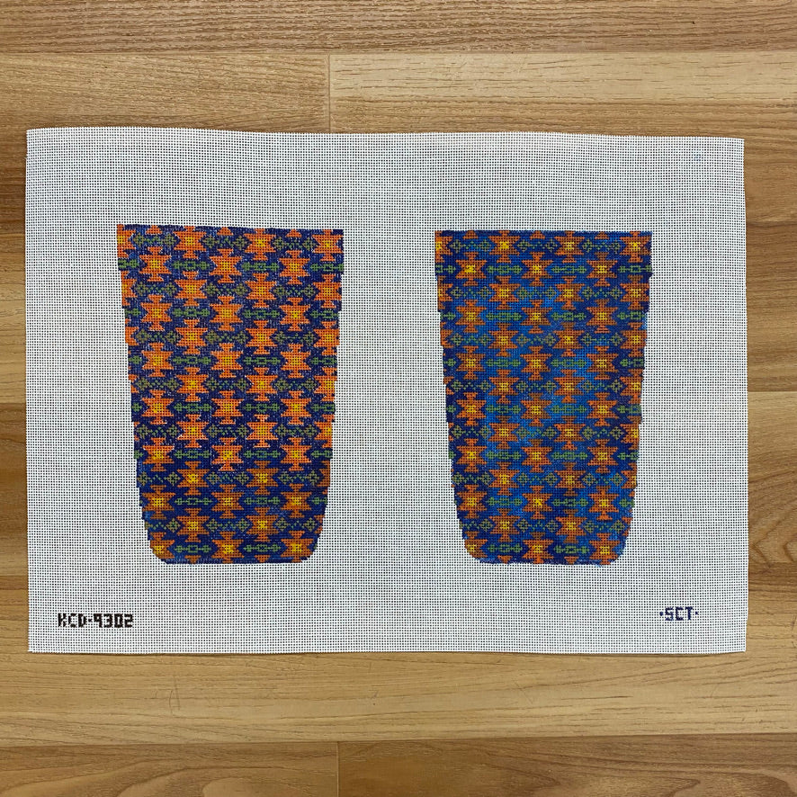 Orange and Blue Geometric Men's Loafer Canvas