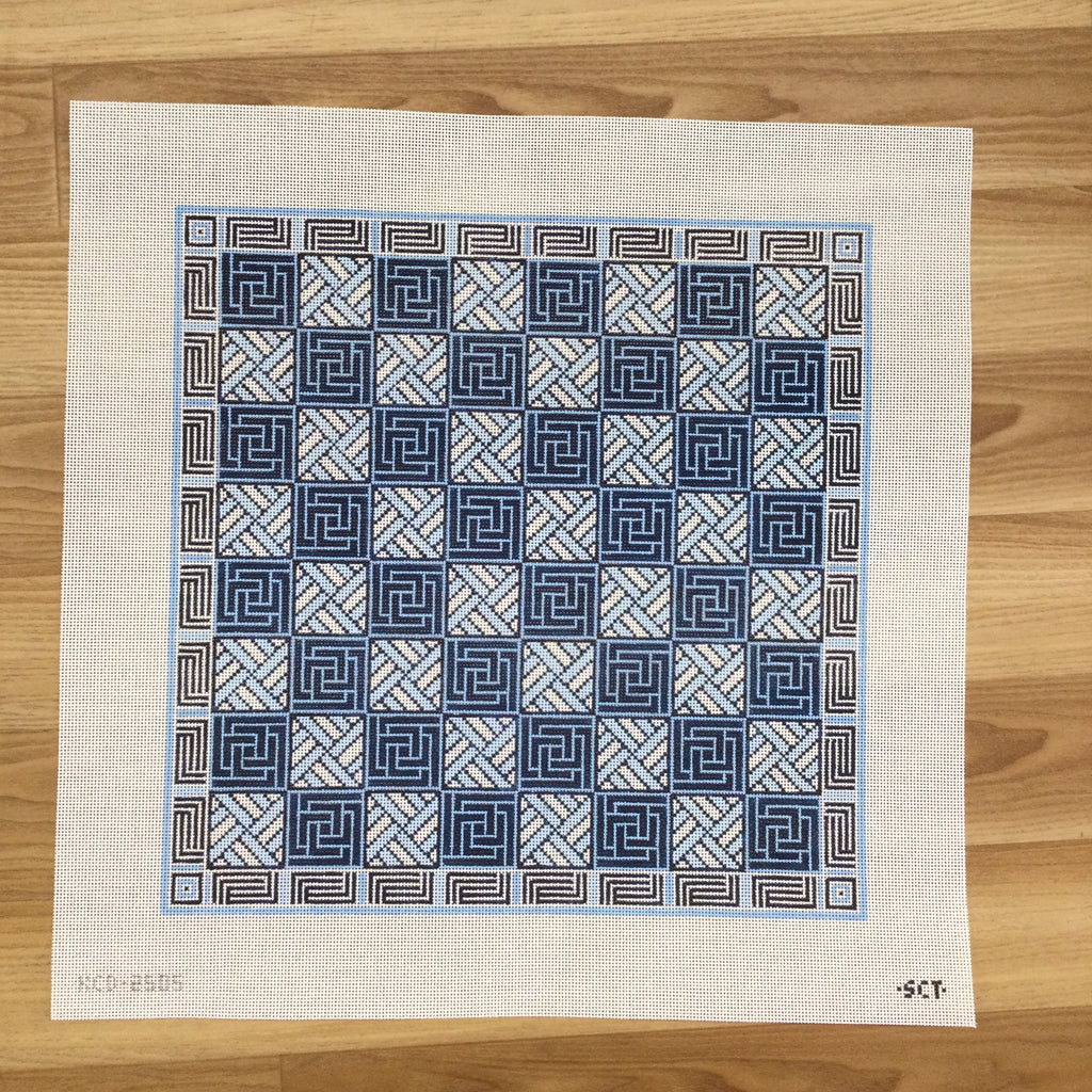 Basketweave Game Board (Blue and White)