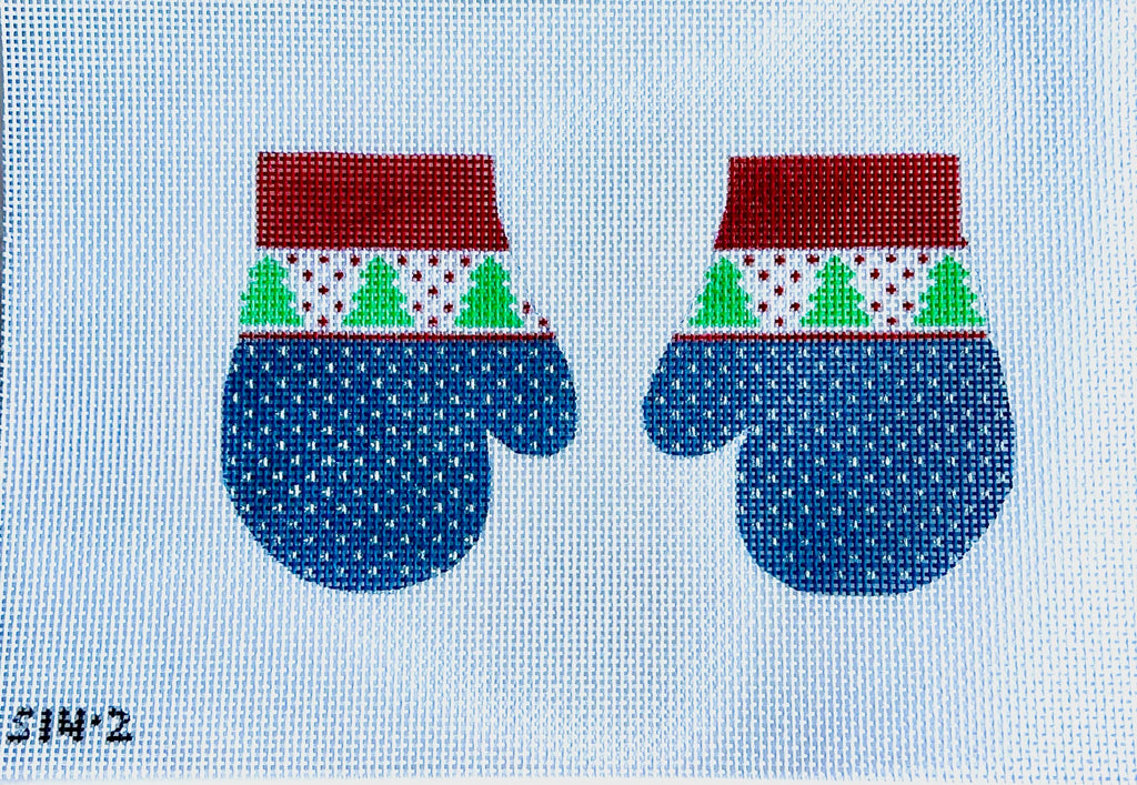 Blue and Green Tree Mittens