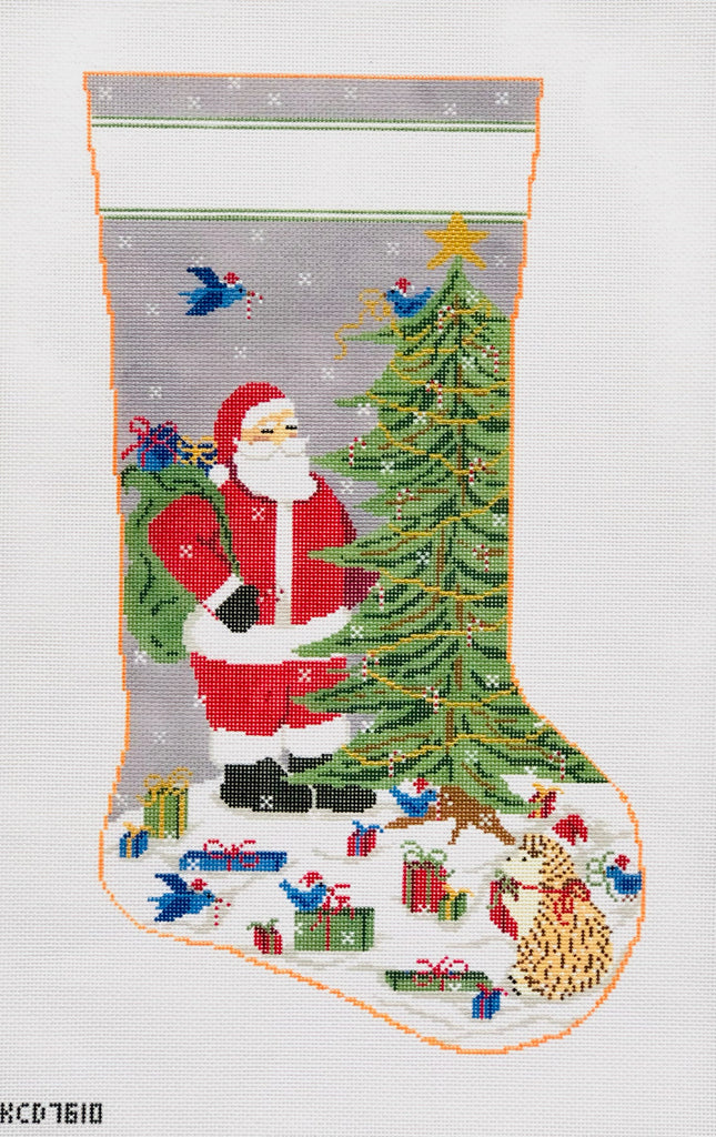 Santa with Forest Friends Stocking