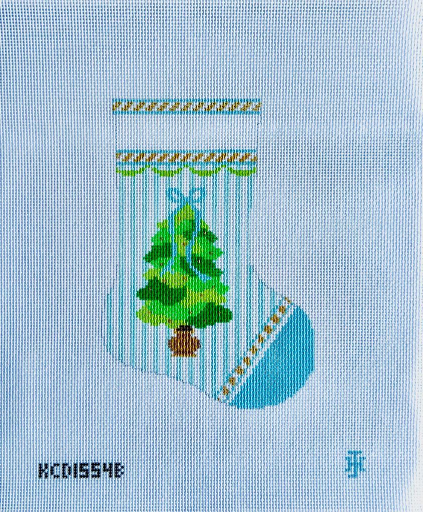 Tree on Blue Mini Sock Canvas