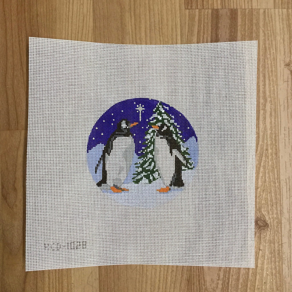 Penguins with Christmas Tree
