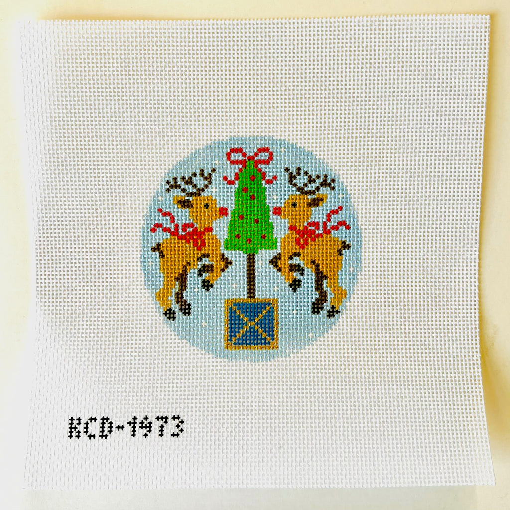 Rudolph with Topiary Blue Round