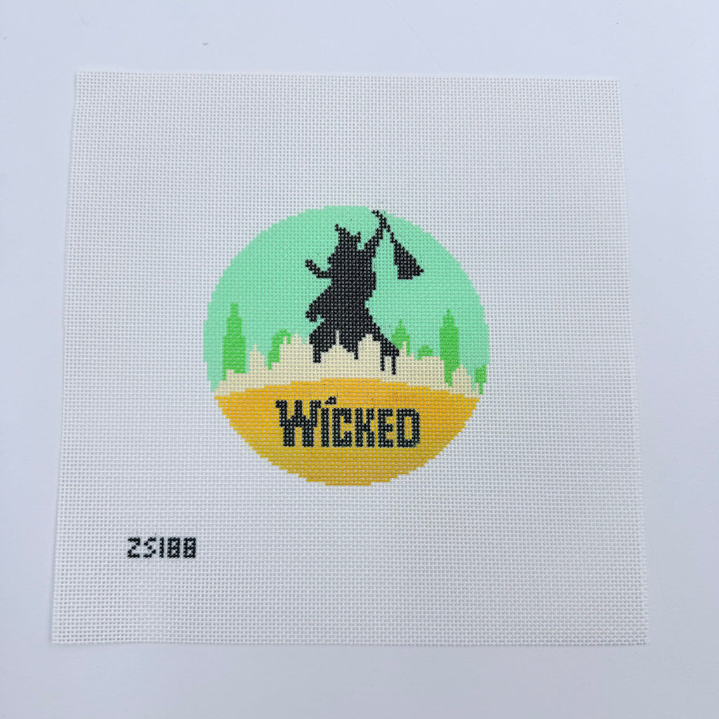 Witch on Green Printed Canvas