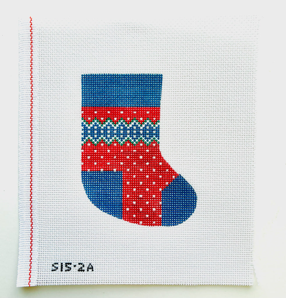 Blue and Red Cardigan Mini Stocking