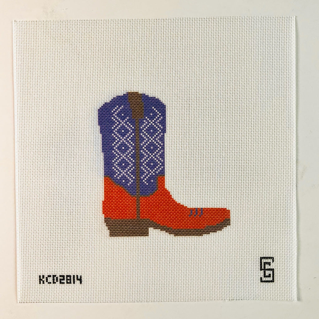 Orange and Purple Cowboy Boot Printed Canvas