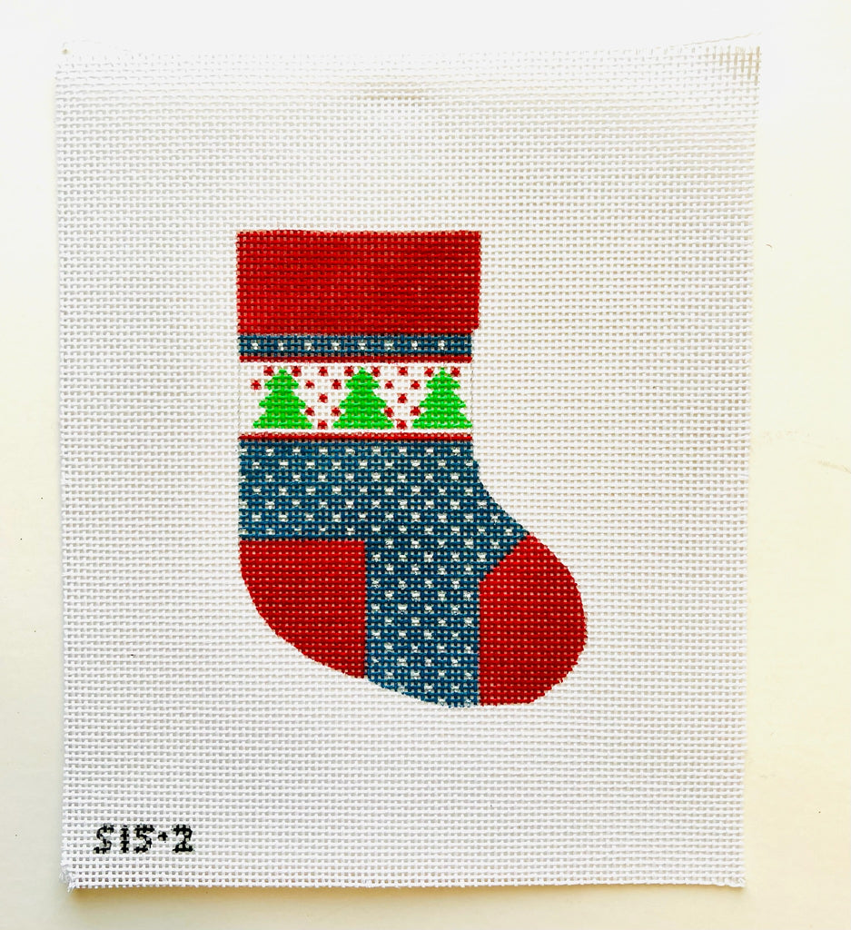 Blue and Green Trees Mini Stocking