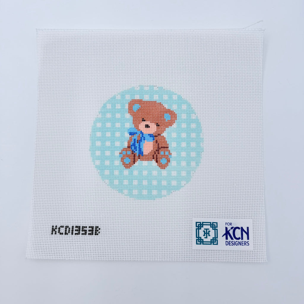 Teddy Bear on Gingham Round