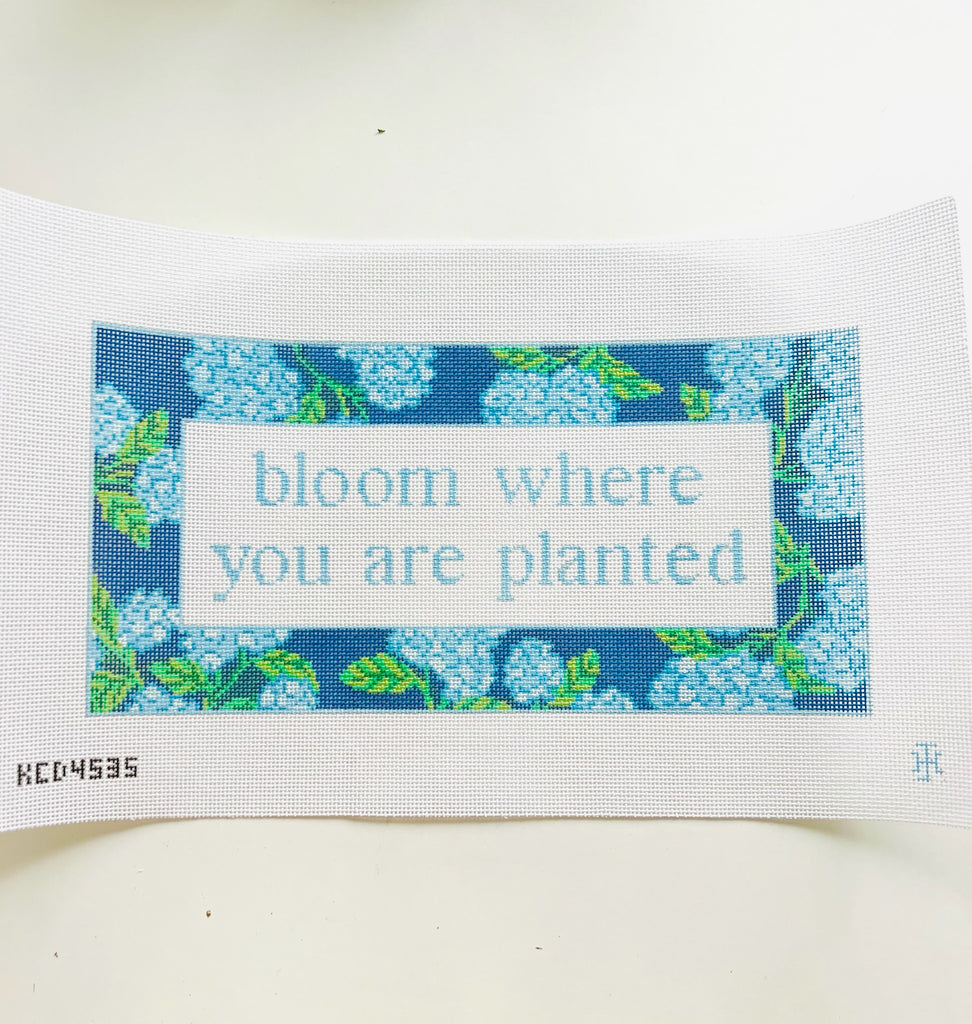 Bloom Where You Are Blue Floral Canvas