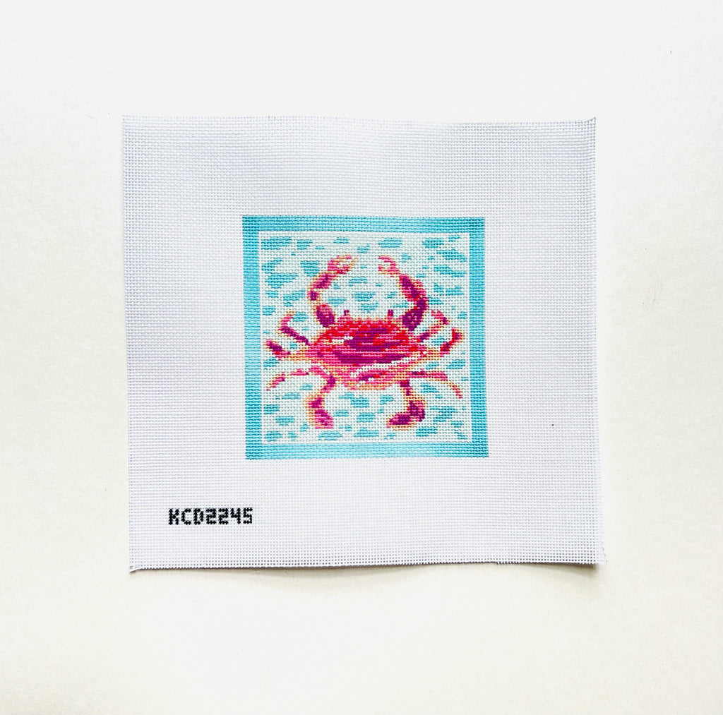 Pink Crab on Blue Square