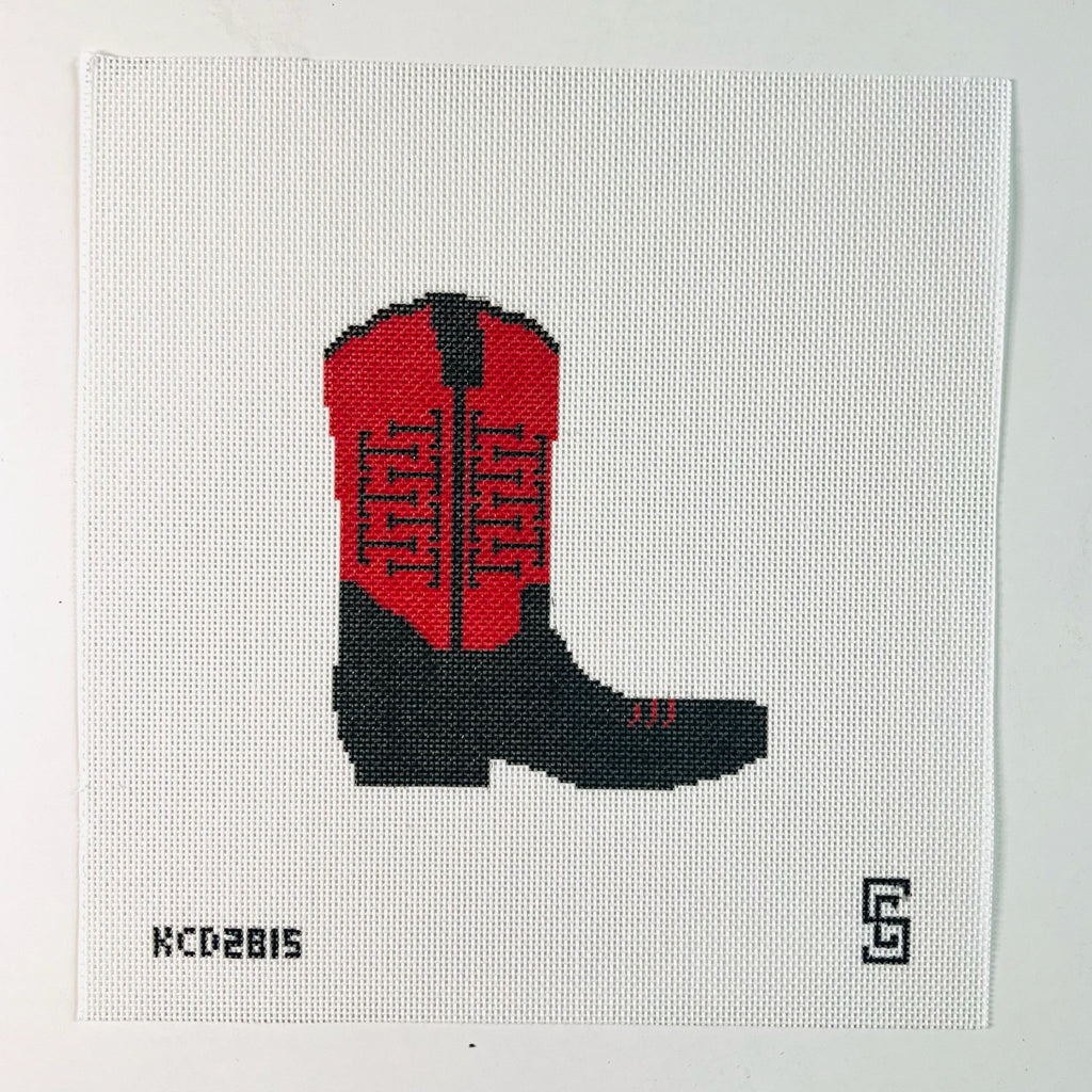 Red and Black Cowboy Boot Printed Canvas