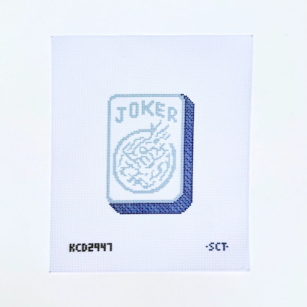Blue and White Mahjong Joker Printed Canvas