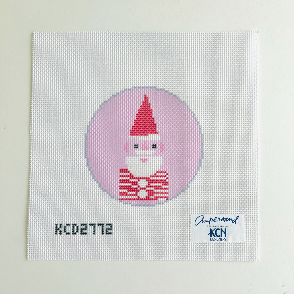 Pink Santa Round Printed Canvas