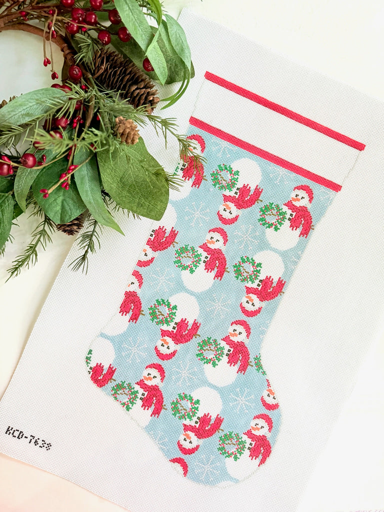 Snowman Pattern Stocking Printed Canvas