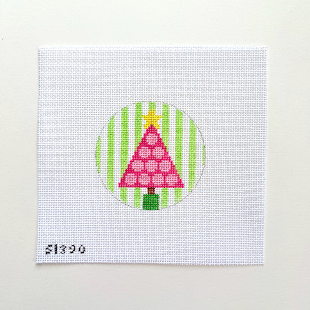 Pink Tree with Polka Dots on Stripes