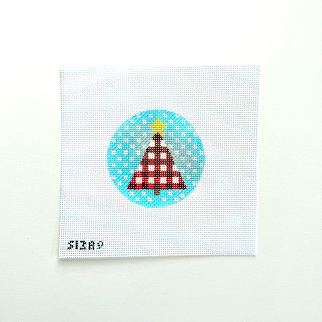 Red and White Plaid Tree on Dots