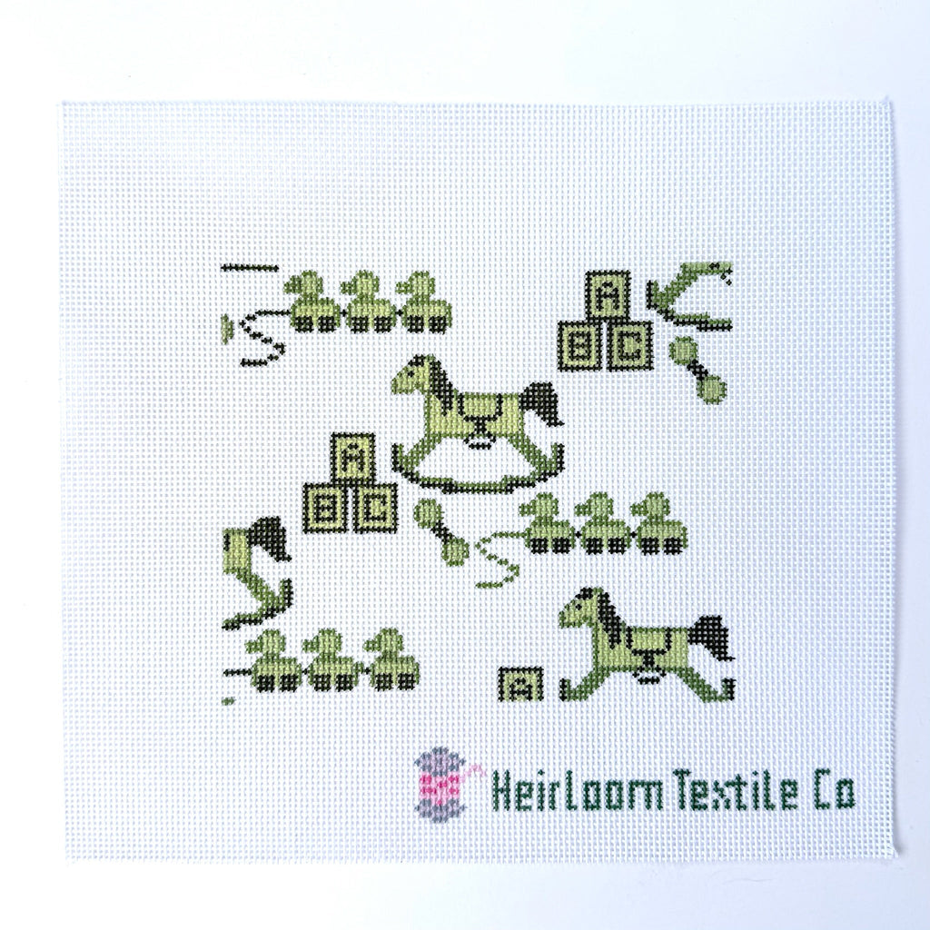 Nursery Toile - Green Printed Canvas