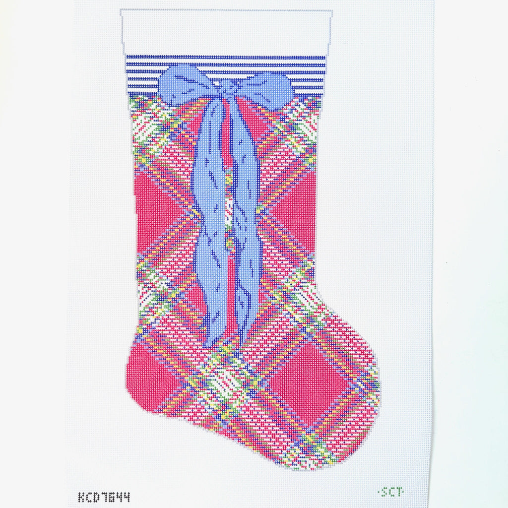 Red Tartan Stocking Printed Canvas
