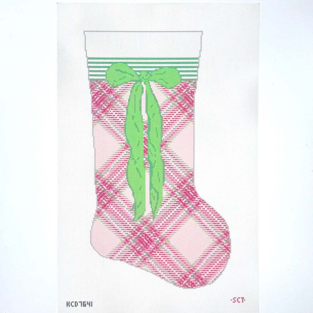 Pink Tartan Stocking Printed Canvas