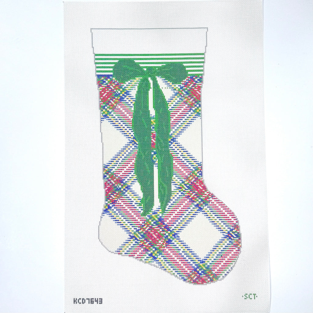 Cream Tartan Stocking Printed Canvas