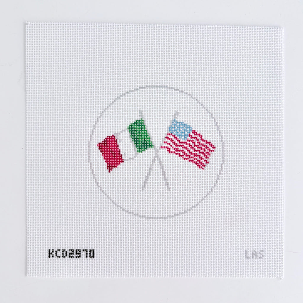 Italian American Flags Printed Canvas