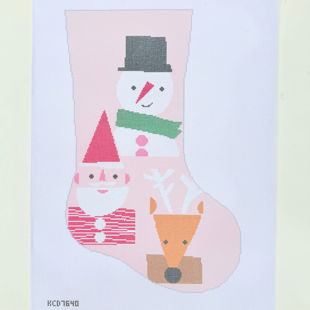 Santa, Reindeer, and Snowman Stocking Printed Canvas