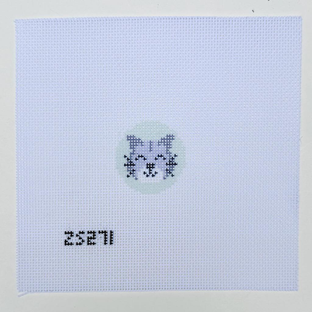 Grey Cat Key Fob Printed Canvas