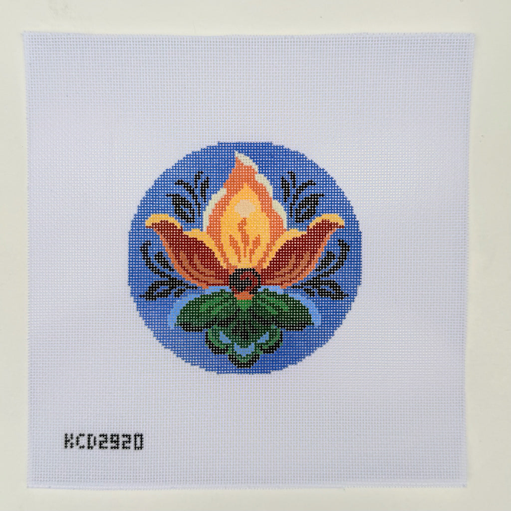 Rosemaling Flower on Blue