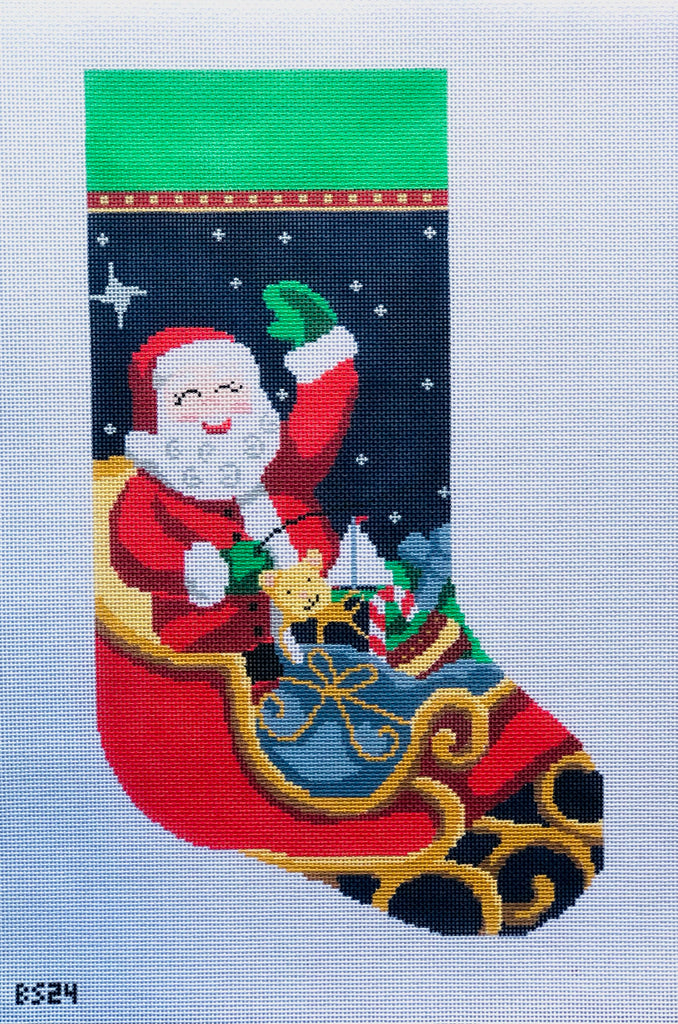 Sleigh Ride Santa Stocking Canvas