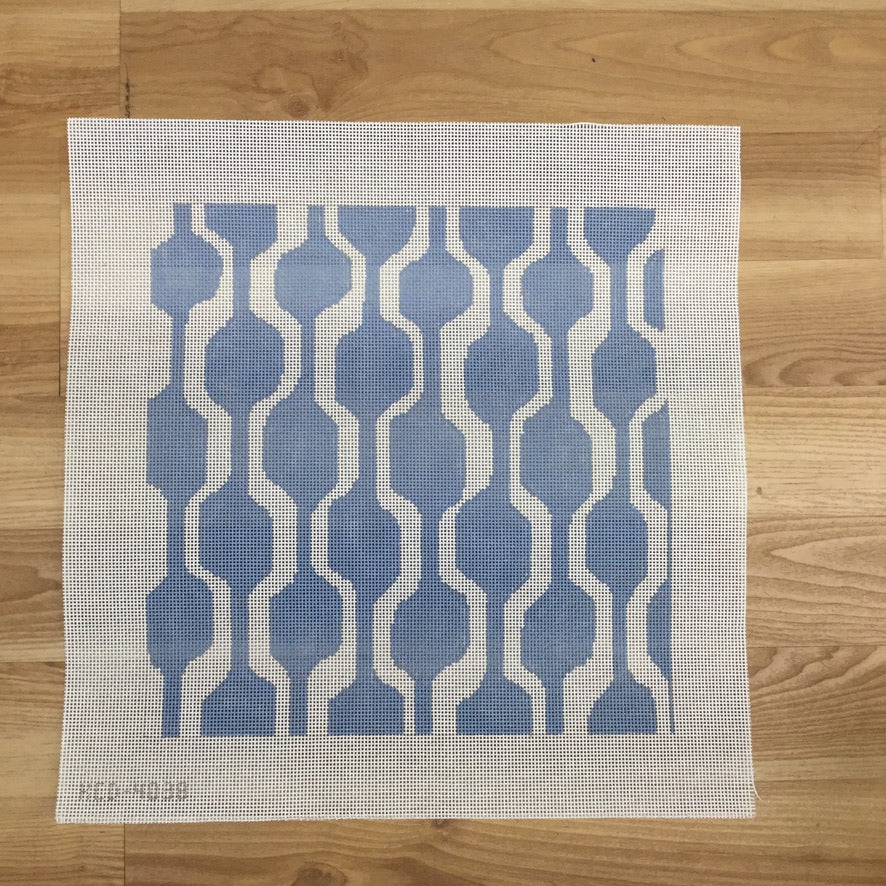 Blue and White Geometric Pillow