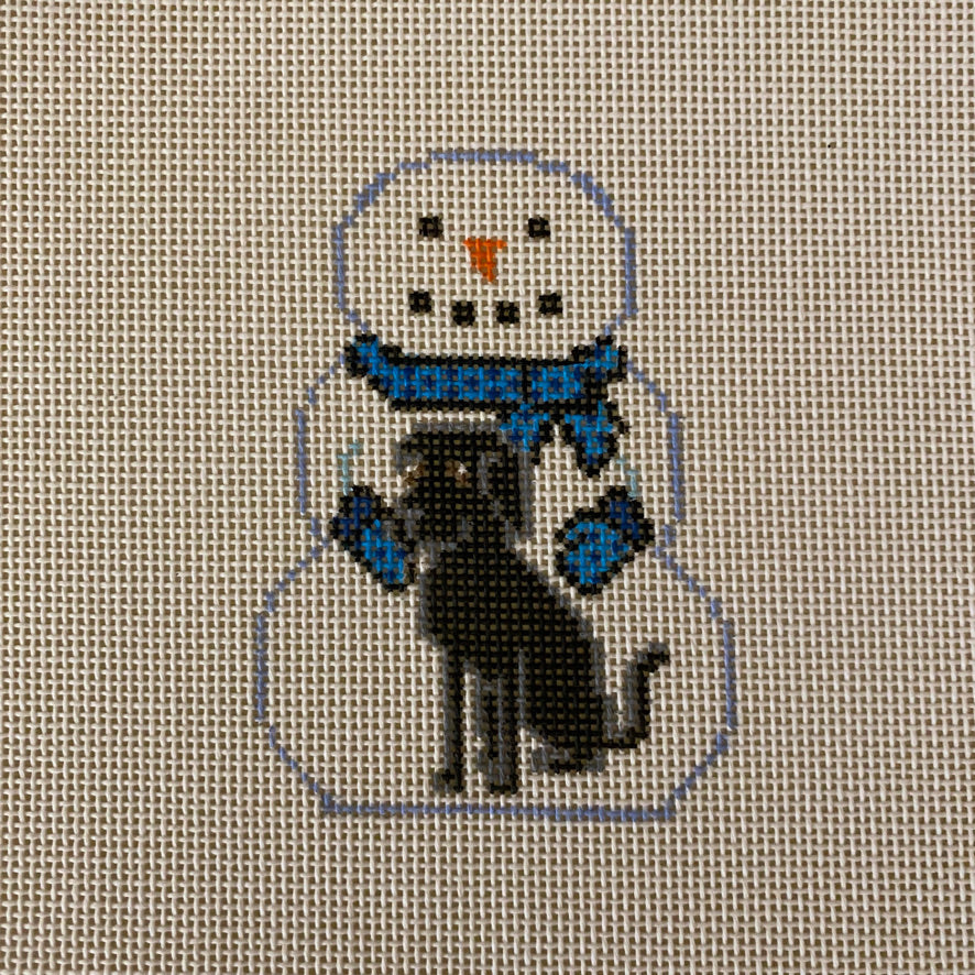 Snowman with Black Lab