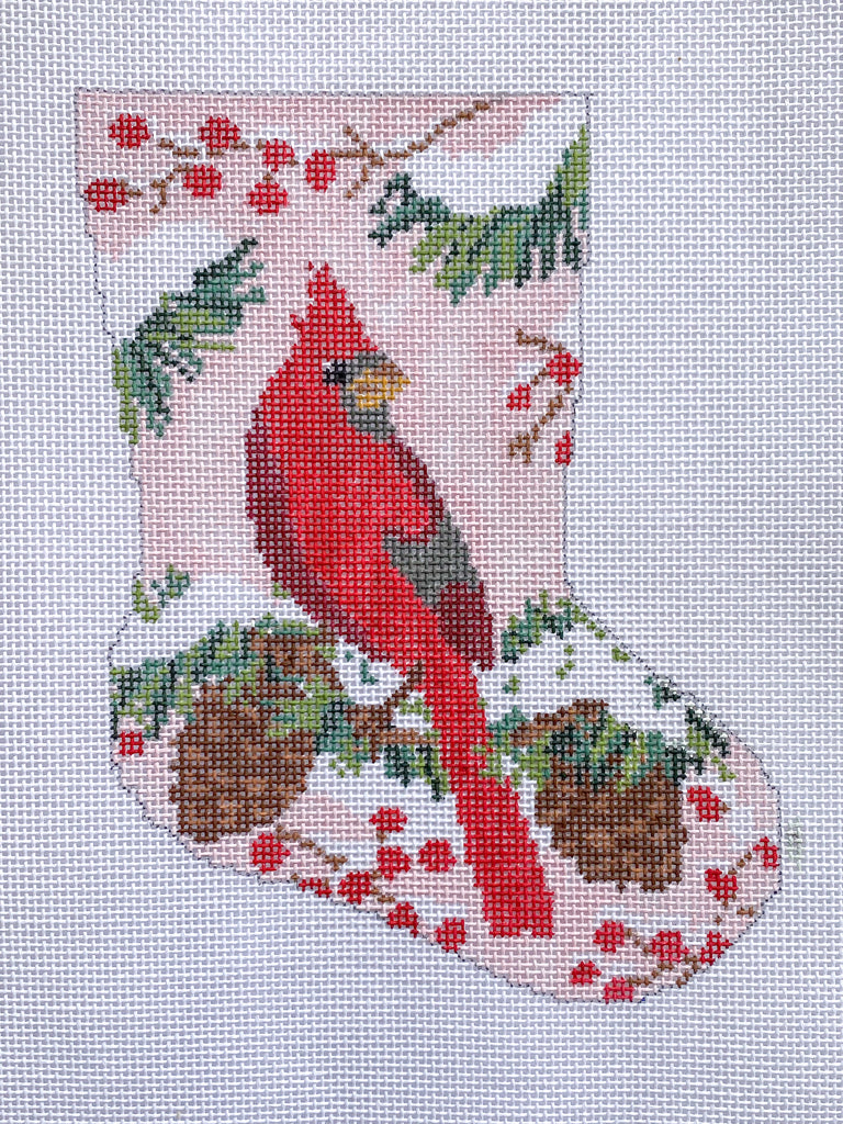 Christmas Cardinal Ornament Sized Stocking Canvas